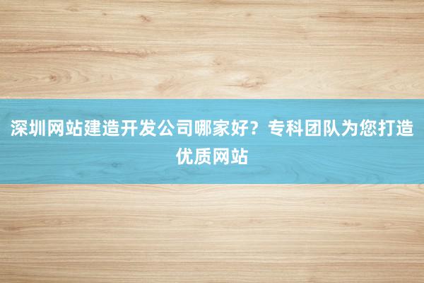 深圳网站建造开发公司哪家好？专科团队为您打造优质网站